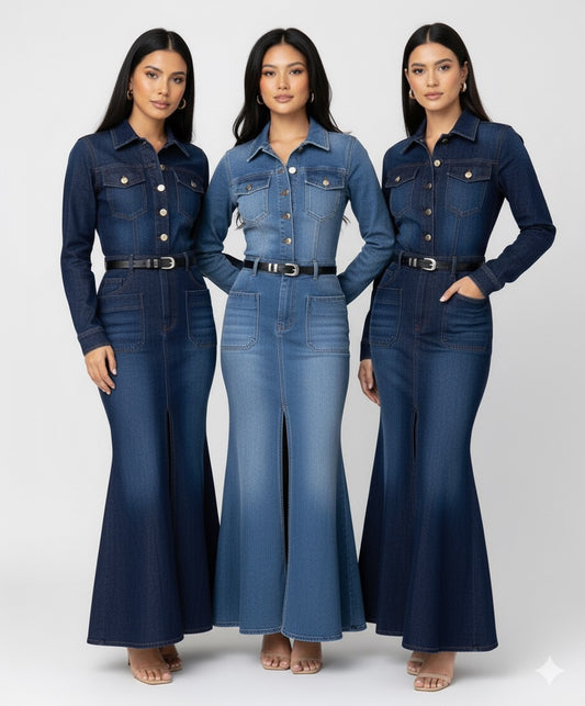 Vestido Denim Cinturón 🤠