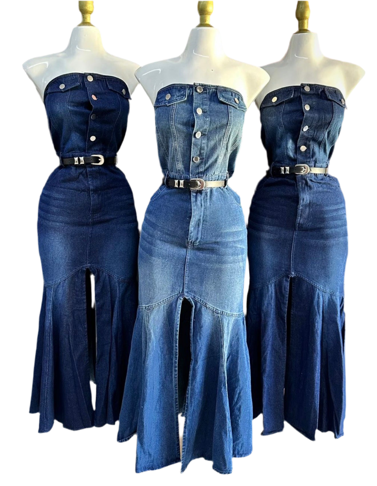Vestido Denim Strapless Elegance ✨