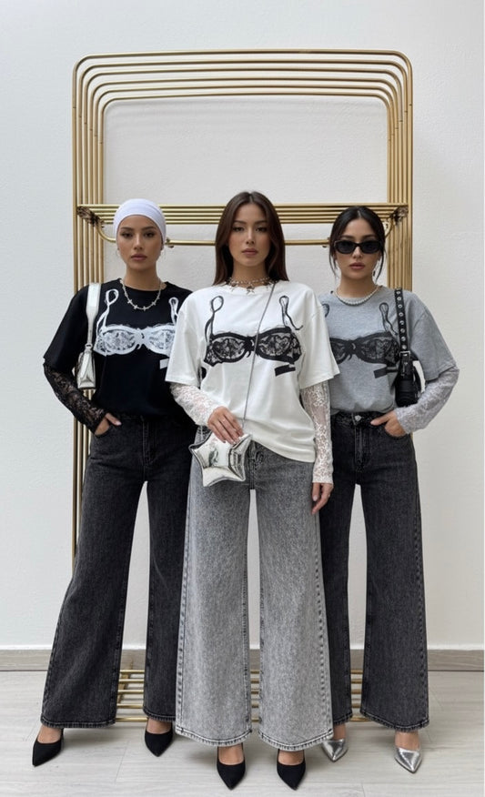 Playera Oversize “Encaje”🖤